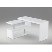 Home Office Writing Desk Glossy White & Steel Modern J&M A33