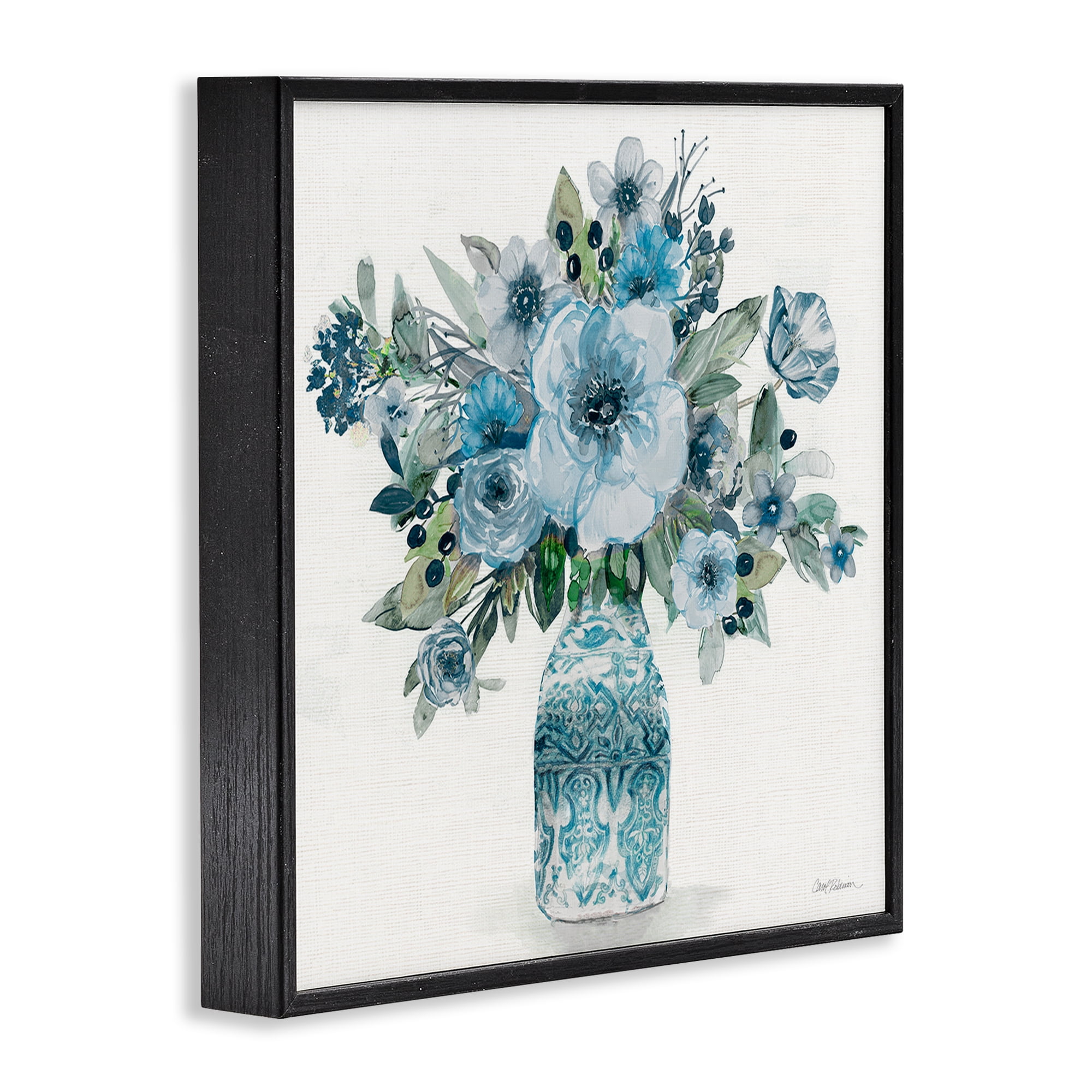 Stupell Industries Pastel Blue Botanical Bouquet Black Framed Giclee Art, design by Carol Robinson
