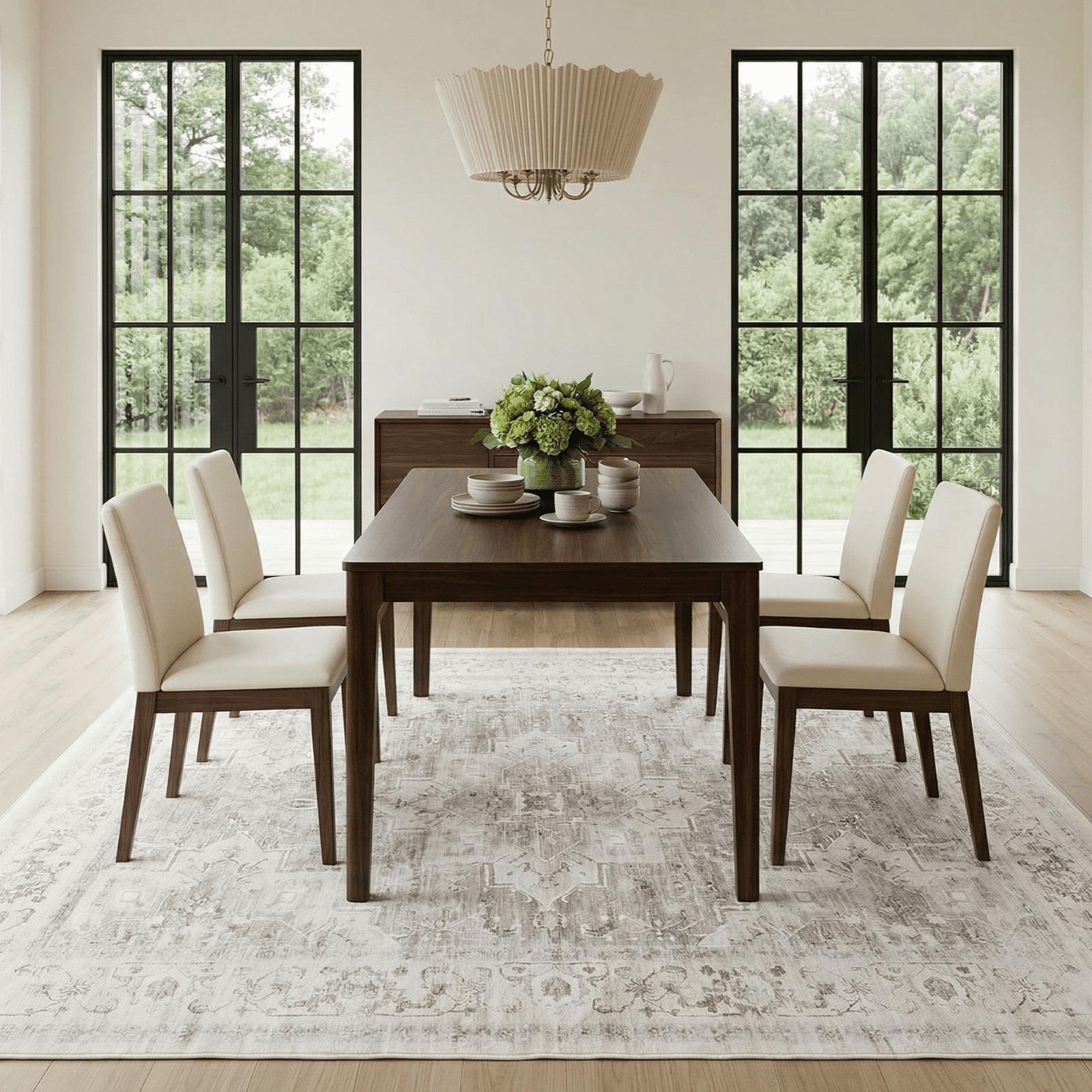 Kelno 8'x10'Area Rug Floor Mat Living Room Rug Washable Low Pile Indoor Carpet Vintage Non-slip Soft Rug,Beige