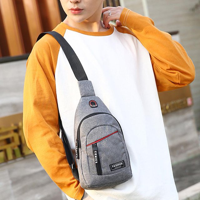 Bolsa Paquete de cinturón de cintura de lona informal para hombre, bolso de mensajero de hombro, monedero de pecho (gris) JShteea Para Estrenar