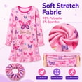 thumbnail image 6 of Rimyaw Girls Butterfly Nightgown with Hair Scrunchie, Long Sleeve Ruffle Pajama Dress, Soft Stretch Sleepwear, Pink, Size 12, 6 of 8