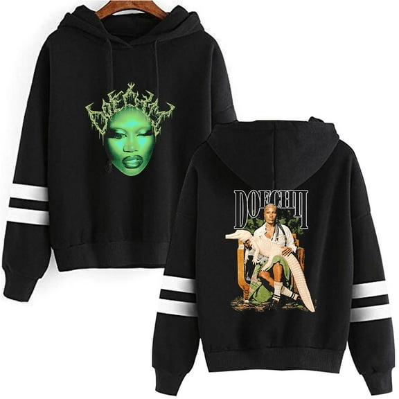 Doechii Parallel bar sleeve pocket fashionable unisex long sleeved hooded sweatshirt