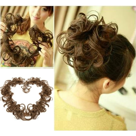 FLORATA Hair Bun Extensions Wavy Curly Messy Hair Extensions Donut Hair Chignons Hair Piece Wig