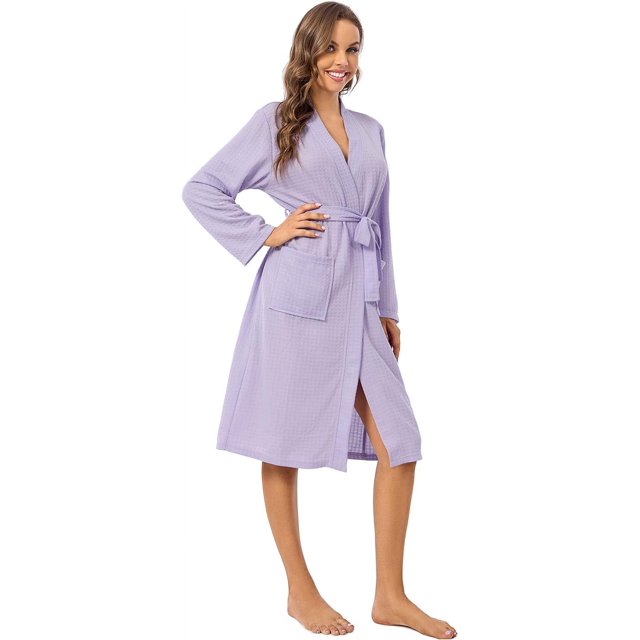 LAICAIW Waffle Knit Robes for Women Soft Unisex Lightweight Spa Bathrobe Absorbent Quick Dry Shower Robe for Men