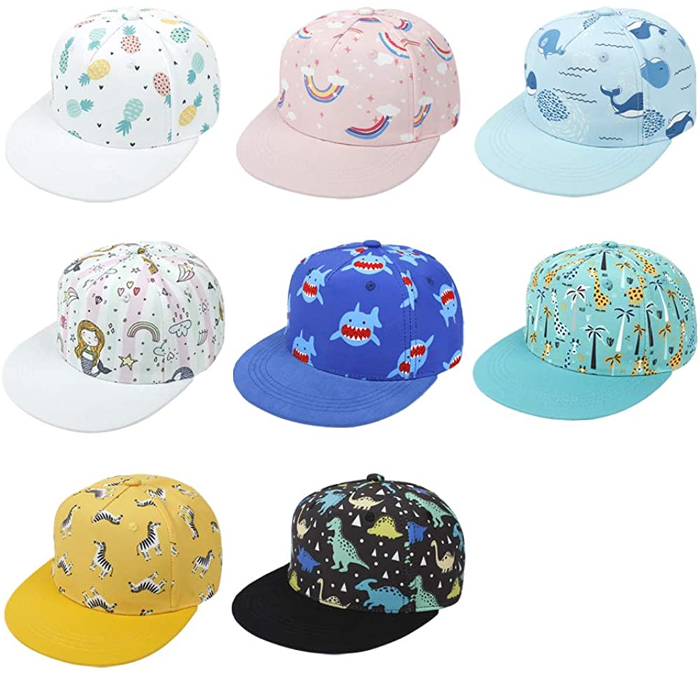 Kids Baby Adjustable Snapback Hats Flat 