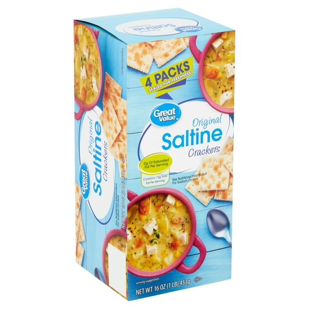 Great Value Original Saltine Crackers, 4 count, 16 oz