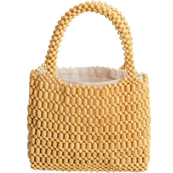 LHSHID Handwoven Tote Bag for Women Woven Drawstring Handbag Bohemian Clutch & Summer Beach Bag