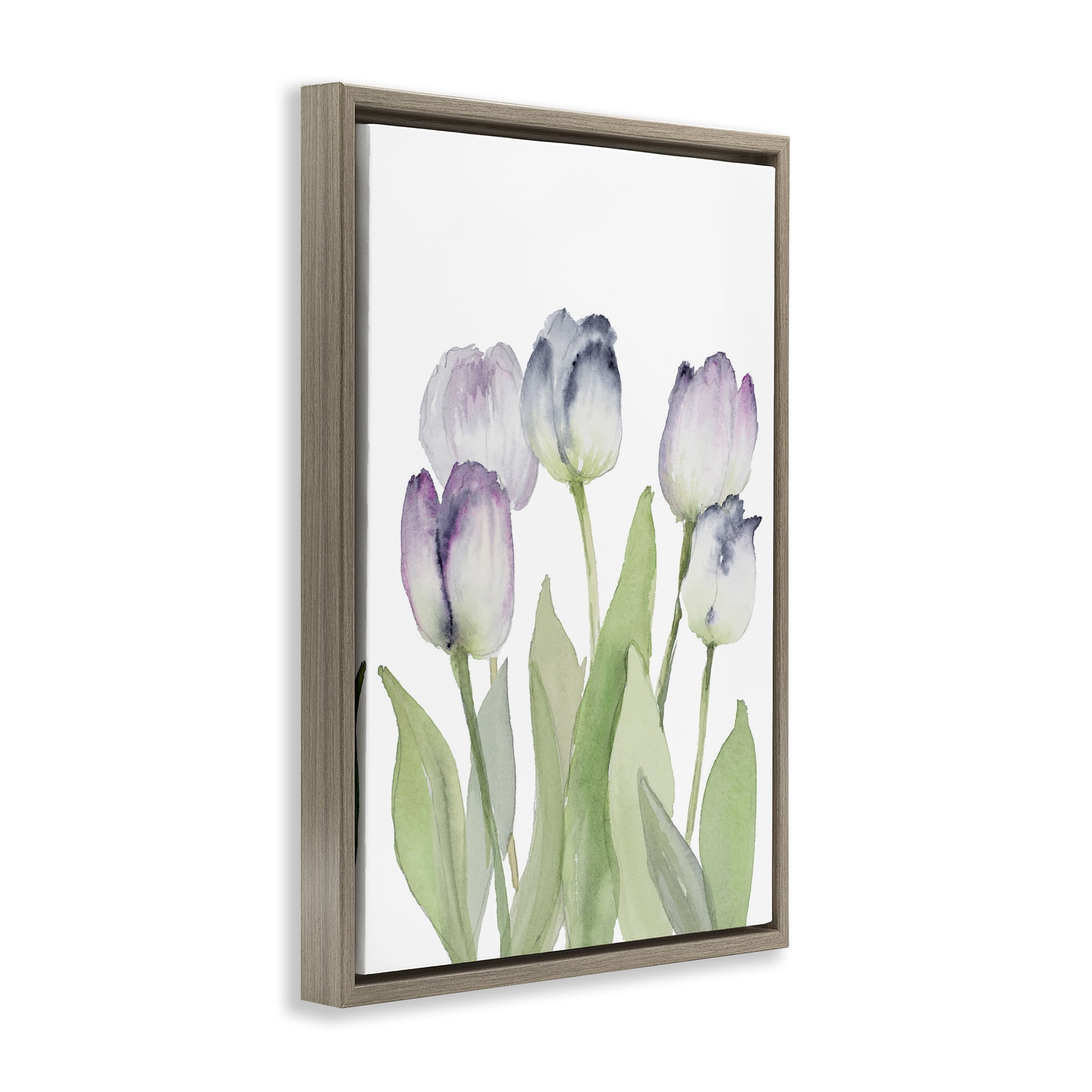 Stupell Industries Soft Garden Tulips Botanical & Floral Painting Brown Floater Framed Art Print Wall Art, 17 x 25
