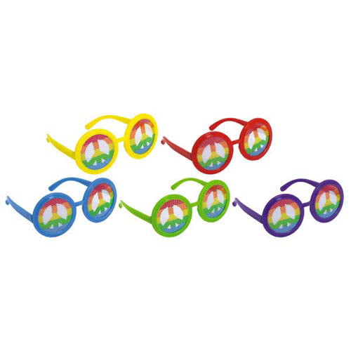 10 TIE-DYE Feeling Groovy PEACE SIGN GLASSES ~ Birthday Party Supplies Favors 