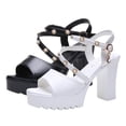 thumbnail image 4 of MKLEKYY Sandalias Casuales de Verano para Mujer, Sandalias de Moda Con Nuevo Patrón, decoración de Perlas, Suela Gruesa, Tacón Alto, Tacón Grueso, Cómodas, Con Correa de Hebilla, 4 of 4
