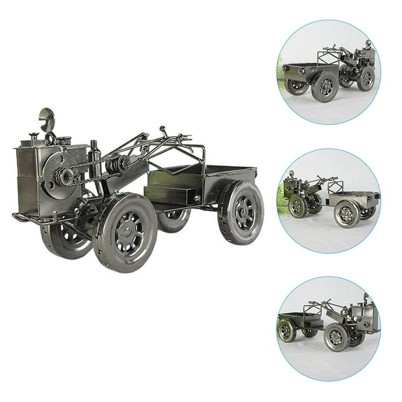 FRCOLOR Vintage Metal Tractor Model for Home Decor with Rustic Iron Texture and Realistic Design 6 x 3 x 4 inches