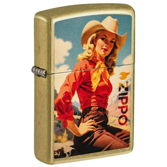 Zippo Lighter - Customized Engraved Message on Windproof Cowgirl Design 46248