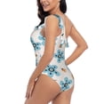 thumbnail image 5 of Yiaed Flower Leaves Print Women One Piece Swimsuits Tummy Control One Shoulder Bathing Suits Pattern Ruffle Swimwear-Small, 5 of 8