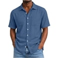 thumbnail image 2 of Jovrlynd Mens Button Down Short Sleeve Shirt Cotton Linen Summer Shirts with Pockets Fashion Casual Business Shirt, S-2XL, 2 of 8