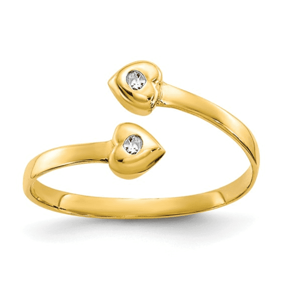 Fine Color Jewels Cubic Zirconia 10k Yellow Gold Toe Rings for Women Bezel Setting