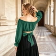 thumbnail image 5 of Tfken Tshirts For Women Long Sleeve Summer Off The Shoulder Crop Tees Tops Casual T-Shirts Ladies Fashion Clothes Outdoor Size M Green, 5 of 5