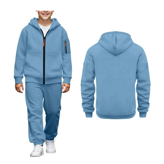Tracksuit Athletic Sweatsuits Sets 2 Piece Long Sleeve Zip Up Hoodie and Jogger Pants Fall Clothes Clothes for Boys 8-9 Years