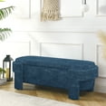 thumbnail image 2 of 51.5" Mid-Century Linen Storage Bench – No Assembly Required – High-Density Foam – 17" Height – Turned Wood Legs, 2 of 13