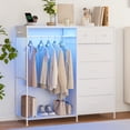 thumbnail image 1 of GloryStar Reversible Wood Top Chest, 49.2" Wide Dresser with Hanging Rack, LED Lights, 6 Drawers and Sturdy Frame, 1 of 8