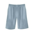 thumbnail image 4 of Mohiass Casual Shorts for Women Knee Length Loose Wide Leg Bermuda 2025 Summer Elastic Waist Short Pants with Pockets Light Blue S, 4 of 7