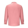 thumbnail image 3 of WREESH Mens Cotton Linen Shirts Vintage Slim Linen Shirt Button Up Long Sleeve Shirt Casual Solid Pullover With Pocket Pink, 3 of 5