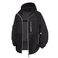 thumbnail image 3 of Zivyakyro Zip up Mens Rain Jacket Windbreaker Sport Lightweight Long Sleeve Jackets Loose Plain Hooded Sun Protection Black XL, 3 of 10