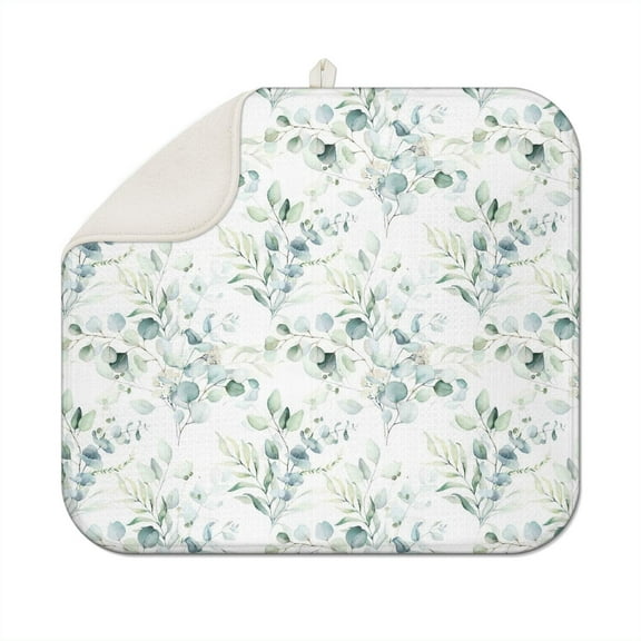 Vintage Floral Coffee Mat with Colorful Bloom and Hummingbird Design – Durable Microfiber Spill Mat, Lightweight Dish Drying Pad for Home and Cafe