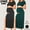 Black+green(2 Pack), variant on Women's Short Sleeve Maternity Dress Ruched Split Pregnancy Maxi Dresses 2-Pack
