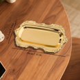 thumbnail image 3 of Vintage Metal Serving Tray for Jewelry, Dessert, Embossed Rectangle Vanity Decor Tray, Versatile Serving Tray For Home Wedding Display Table & Birthday Party (4.84x7.87", Gold-1Pc), 3 of 6