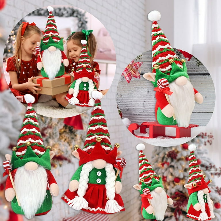 Christmas Decorations Gnomes Plush Doll, 2 PCS Decorative Christmas Decor  Indoor Ornaments Red Grey Elf Handmade New Year Holiday Xmas Valentine  Gifts