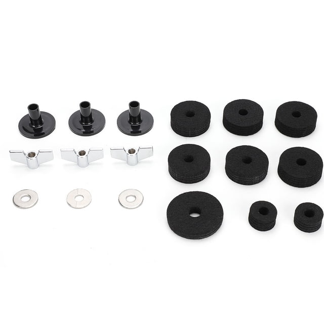 Juego de 18 piezas de fieltro para platillos de batería, negro, antideslizante, para platillos de alto nivel, con copa de embrague de fieltro (negro)