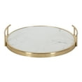 thumbnail image 3 of Kate and Laurel Marbury Round Metal Tray, White/Gold 14" Diameter, 3 of 9