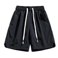thumbnail image 5 of UVEASISHA Mens Tracksuit 2 Piece Set Half Zip Short Sleeve Shirt and Drawstring Short Pants Lounge Sets Oversized Casual Sweatsuits Outfits with Pockets Black L, 5 of 10