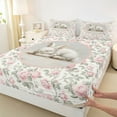 thumbnail image 3 of Feelyou Girl Rabbit Animal Twin Sheet Sets, Pink Retro Floral Bedding, 3pcs, 3 of 7