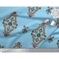 thumbnail image 2 of Soimoi Blue Velvet Fabric Leaves & Floral Block Print Fabric by the Yard 58 Inch Wide, 2 of 3