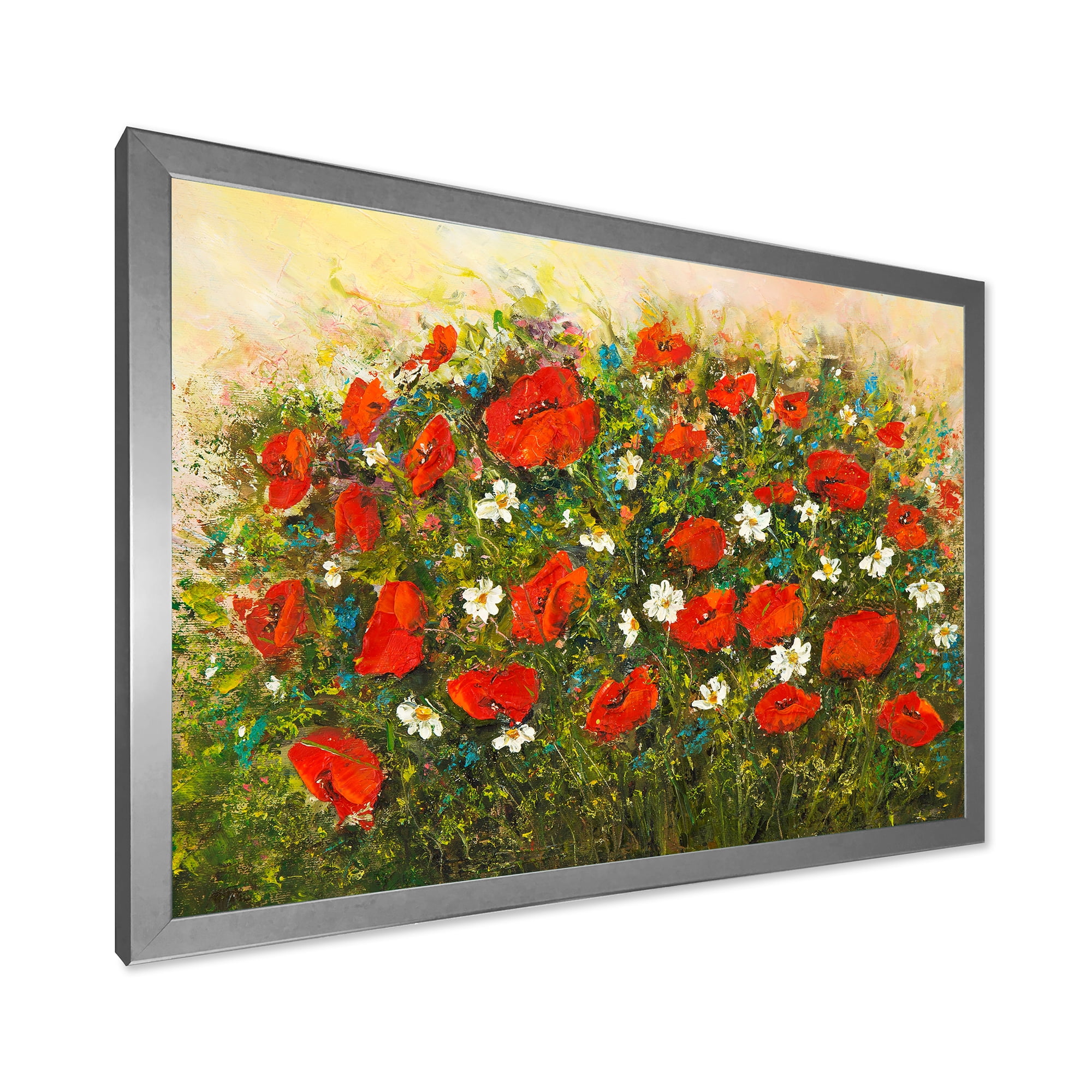 Designart 'The Fields of Red Wildflowers' Traditional Framed Art Print