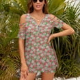 thumbnail image 3 of Peppermint Party Womens Summer V Neck Zipper Top Short Sleeve T Shirt Off Shoulder Top Casual Classy Loose Shirts, 3 of 7