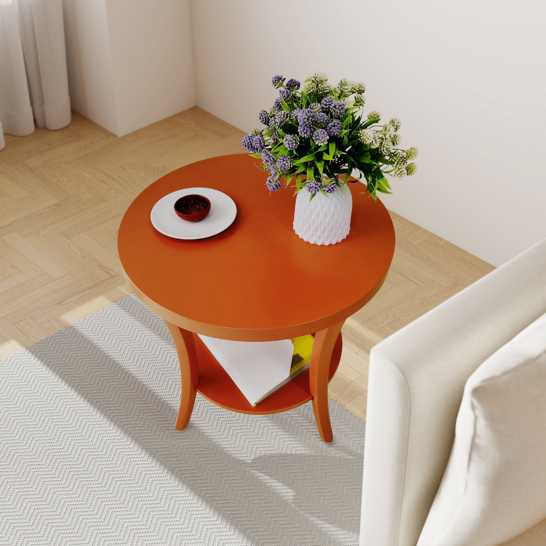 Oval Shelf End Table, Orange