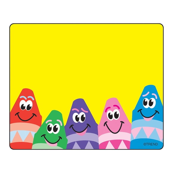 Etiquetas con nombre para el aula, crayones modernos y coloridos, 36 unidades