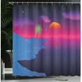 thumbnail image 3 of Ambesonne Synthwave Shower Curtain, Retrowave Beach and Sun, 69"Wx70"L, Indigo and Multicolor, 3 of 4