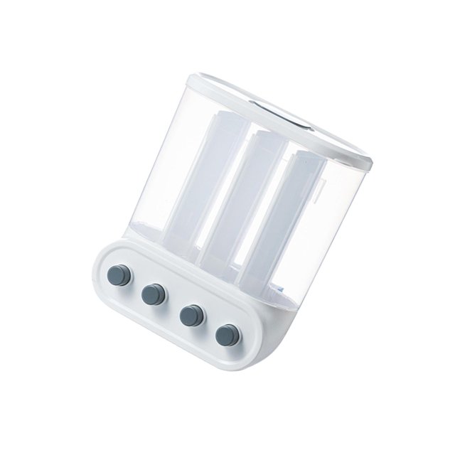 kurtrusly 1/2/3 Wall-Mounted Dry Food Storage Dispenser Convenient Rice Box Candy Organizer White 4 Grid 1 Pc