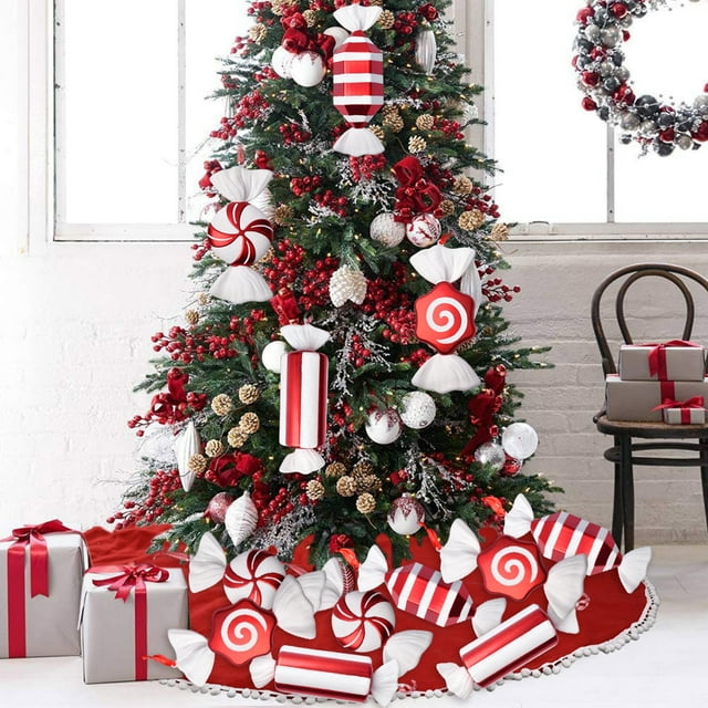 Christmas Decoration 32CM Red and White DIY Candy Hanging Pendant Xmas Tree Party Decor