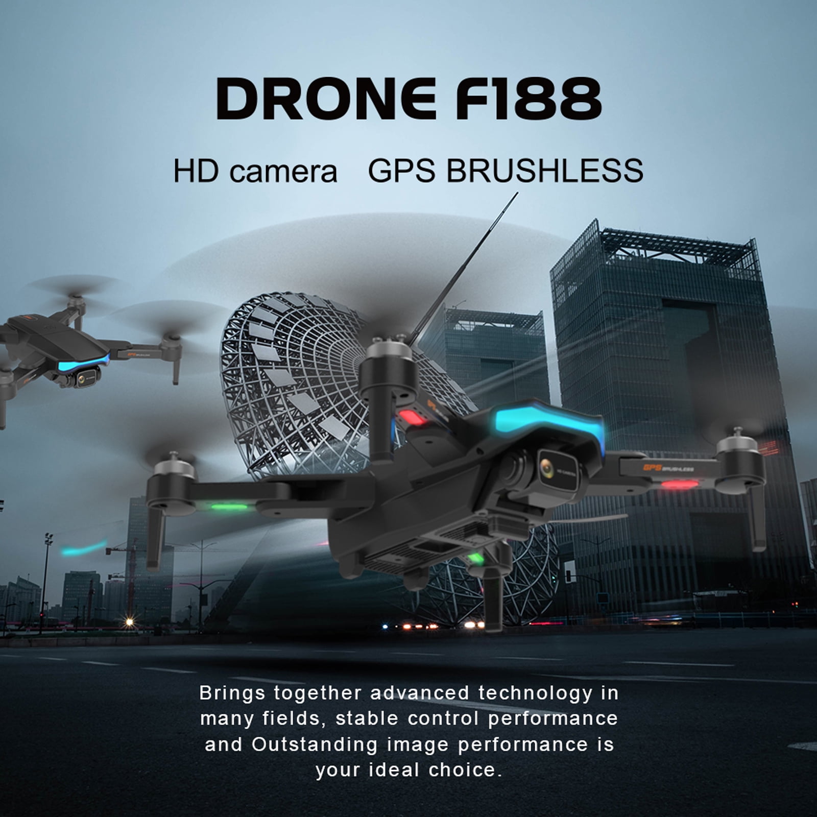 DEMi F188 Drone with 6K Wide-angle Dual Camera for Adults, GPS Auto Return Home, Brushless Foldable Remote Control, Gesture Photo Video, 5G Wifi FPV Quadcopter with 2 Batteries and Carrying Case
