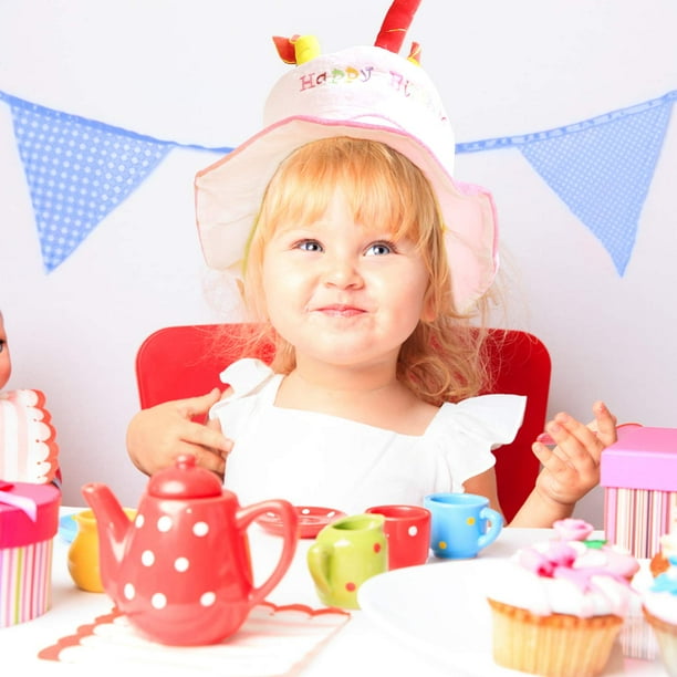 novelty party hat fancy dress Novelty Place Pink Plush Happy Birthday Cake Hat - Adult Size Fancy Dress Party Hats