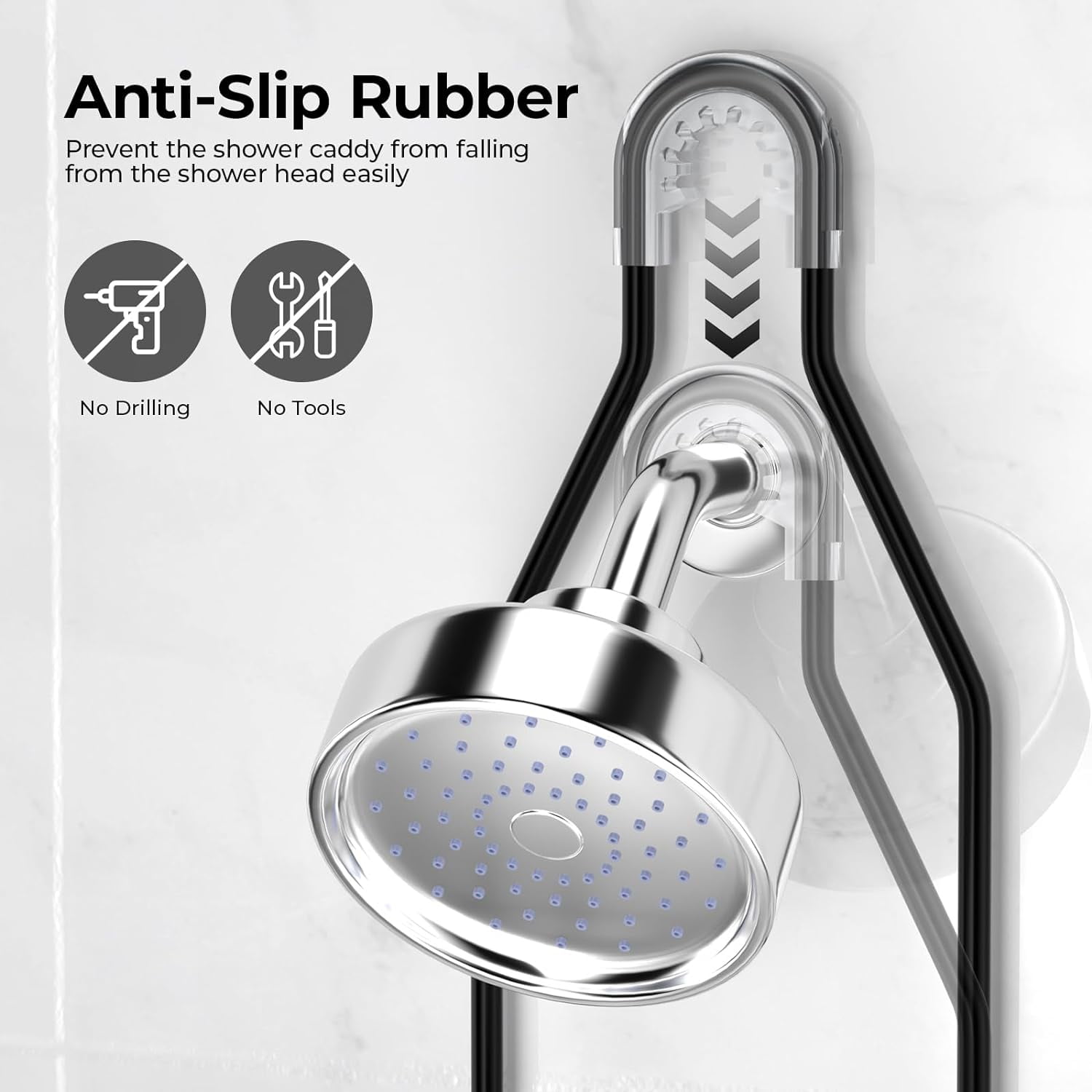 Over the Shower Head Shower Organizer, Hanging Bathroom Storage Rack with 12 Hooks, Shower Caddy with Toothbrush Holder