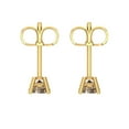 thumbnail image 4 of 0.2 ct Push-Back Stud Earrings for Women | 3.0mm Round Cut Simulated Champagne Diamond | 18K Yellow Gold, 4 of 5