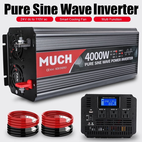 MUCH 4000W Car Pure Sine Wave Power Inverter DC 24V To AC 110V Pure Sine Wave Solar Converter LCD for Boat RV Home Off Grid