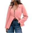 thumbnail image 3 of YanHoo Womens Business Work Casual Blazers Solid Color Button Down Scoop Neck Split Hem Fitted Suit Jackets 2026 Pink,XXXL, 3 of 7