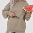 thumbnail image 2 of DJDLJWCJ Womens Oversized Hoodies Loose Fit Long Sleeve Hooded Swatshirts Solid Color Pullover Tops Khaki Size 2XL, 2 of 9