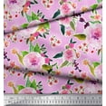 thumbnail image 3 of Soimoi Japan Crepe Satin Fabric Flower & Leaves Watercolor Fabric Prints by Yard 42 Inch Wide, 3 of 3